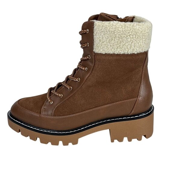Violet & Red NWOB Women's 9.5M Alexa Suede Leather Combat Boot Brown Lug Sole - Picture 1 of 16